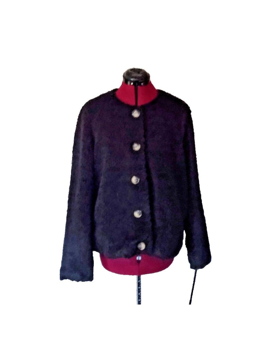 Vero Moda Women's XL Cozy Amanda Short Teddy Jacket Black Faux Fur Coat Pockets